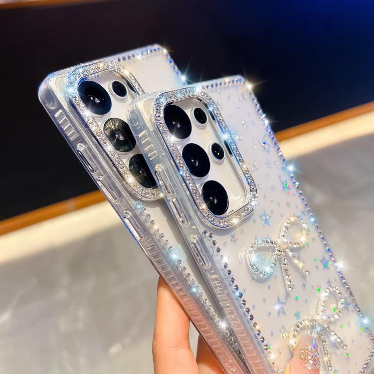 Custodia per telefono antiurto con doppio fiocco e glitter di diamanti, For Samsung Galaxy S24 FE 5G, For Samsung Galaxy A15 5G, For Samsung Galaxy A55 5G, For Samsung Galaxy A35 5G