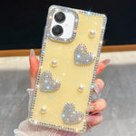 Custodia per telefono antiurto con cuore di perle e glitter di diamanti, con quattro angoli rinforzati., For Samsung Galaxy S26+ 5G, For Samsung Galaxy S26 Ultra 5G, For Samsung Galaxy S26 5G, For Samsung Galaxy A07 5G