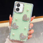 Custodia per telefono antiurto con cuore di perle e glitter di diamanti, con quattro angoli rinforzati., For Samsung Galaxy S26+ 5G, For Samsung Galaxy S26 Ultra 5G, For Samsung Galaxy S26 5G, For Samsung Galaxy A07 5G