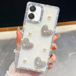 Custodia per telefono antiurto con cuore di perle e glitter di diamanti, con quattro angoli rinforzati., For Samsung Galaxy S26+ 5G, For Samsung Galaxy S26 Ultra 5G, For Samsung Galaxy S26 5G, For Samsung Galaxy A07 5G