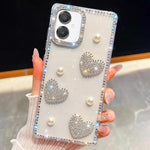 Custodia per telefono antiurto con cuore di perle e glitter di diamanti, con quattro angoli rinforzati., For Samsung Galaxy S26+ 5G, For Samsung Galaxy S26 Ultra 5G, For Samsung Galaxy S26 5G, For Samsung Galaxy A07 5G