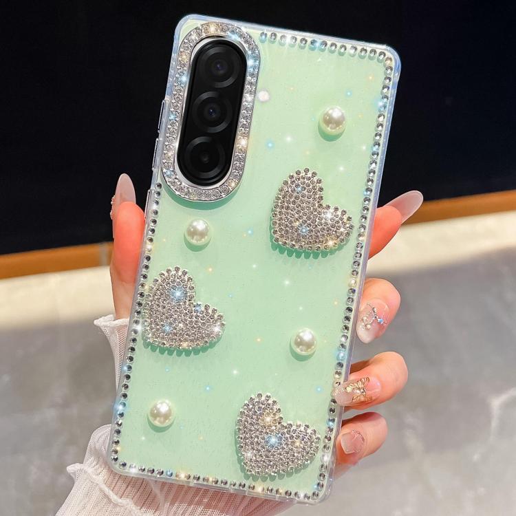 Custodia per telefono antiurto con cuore di perle e glitter di diamanti, con quattro angoli rinforzati., For Samsung Galaxy A17 5G, For Samsung Galaxy A56 5G, For Samsung Galaxy A26 5G, For Samsung Galaxy A36 5G