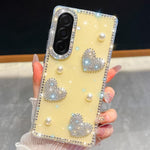 Custodia per telefono antiurto con cuore di perle e glitter di diamanti, con quattro angoli rinforzati., For Samsung Galaxy A17 5G, For Samsung Galaxy A56 5G, For Samsung Galaxy A26 5G, For Samsung Galaxy A36 5G