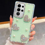 Custodia per telefono antiurto con cuore di perle e glitter di diamanti, con quattro angoli rinforzati., For Samsung Galaxy S26+ 5G, For Samsung Galaxy S26 Ultra 5G, For Samsung Galaxy S26 5G, For Samsung Galaxy A07 5G