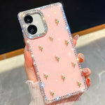 Custodia per telefono antiurto a quattro angoli con tulipani 3D glitterati e strass, For Samsung Galaxy A07 5G, For Samsung Galaxy A17 5G, For Samsung Galaxy A56 5G, For Samsung Galaxy A26 5G