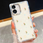 Custodia per telefono antiurto a quattro angoli con tulipani 3D glitterati e strass, For Samsung Galaxy A07 5G, For Samsung Galaxy A17 5G, For Samsung Galaxy A56 5G, For Samsung Galaxy A26 5G