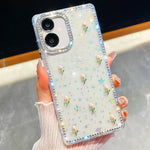 Custodia per telefono antiurto a quattro angoli con tulipani 3D glitterati e strass, For Samsung Galaxy A07 5G, For Samsung Galaxy A17 5G, For Samsung Galaxy A56 5G, For Samsung Galaxy A26 5G