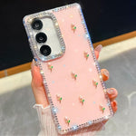 Custodia per telefono antiurto a quattro angoli con tulipani 3D glitterati e strass, For Samsung Galaxy A07 5G, For Samsung Galaxy A17 5G, For Samsung Galaxy A56 5G, For Samsung Galaxy A26 5G