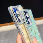 Custodia per telefono antiurto a quattro angoli con tulipani 3D glitterati e strass, For Samsung Galaxy S23 Ultra 5G