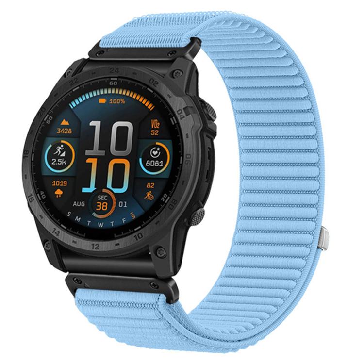 Cinturino per orologio in nylon intrecciato con chiusura a strappo e interfaccia metallica., For Garmin 26mm, For Garmin 22mm