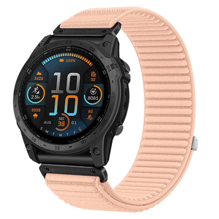 Cinturino per orologio in nylon intrecciato con chiusura a strappo e interfaccia metallica., For Garmin 26mm, For Garmin 22mm