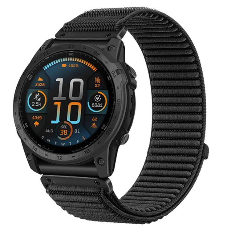 Cinturino per orologio in nylon intrecciato con chiusura a strappo e interfaccia metallica., For Garmin 26mm, For Garmin 22mm