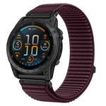 Cinturino per orologio in nylon intrecciato con chiusura a strappo e interfaccia metallica., For Garmin 26mm, For Garmin 22mm