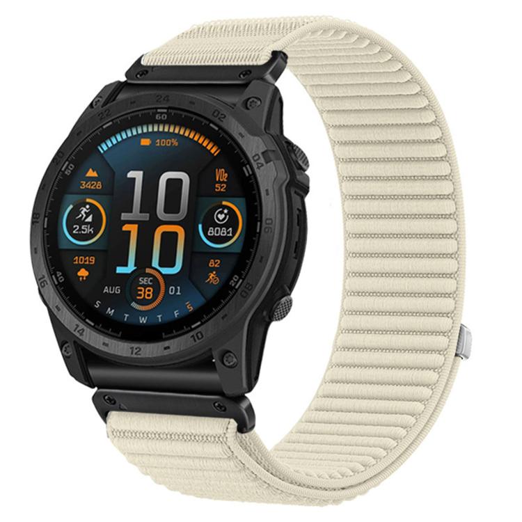 Cinturino per orologio in nylon intrecciato con chiusura a strappo e interfaccia metallica., For Garmin 26mm, For Garmin 22mm
