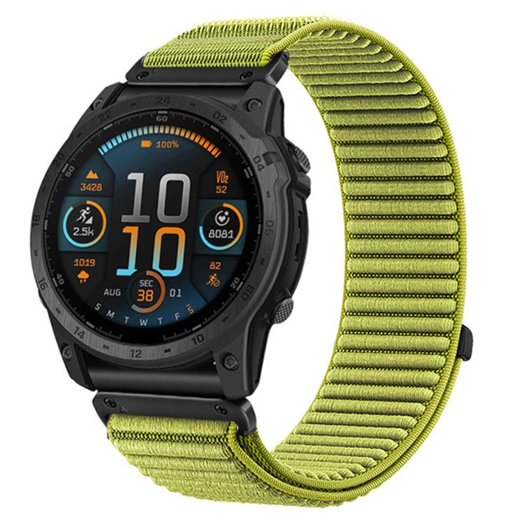 Cinturino per orologio in nylon intrecciato con chiusura a strappo e interfaccia metallica., For Garmin 26mm, For Garmin 22mm