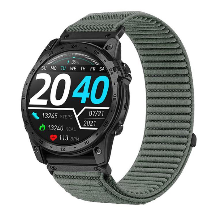 Cinturino per orologio in nylon intrecciato con chiusura a strappo e interfaccia metallica., For Garmin 20mm