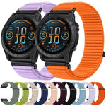 Cinturino per orologio in nylon intrecciato con chiusura a strappo e interfaccia metallica., For Garmin 26mm, For Garmin 22mm