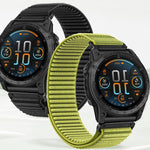 Cinturino per orologio in nylon intrecciato con chiusura a strappo e interfaccia metallica., For Garmin 26mm, For Garmin 22mm
