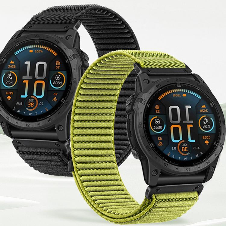 Cinturino per orologio in nylon intrecciato con chiusura a strappo e interfaccia metallica., For Garmin 20mm
