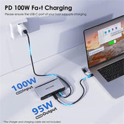 WAVLINK UG7701 Support 4K 60Hz 100W PD Hub Adapter USB-C to HD / Display Port Docking Station, UG7701