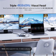 WAVLINK UG7701 Support 4K 60Hz 100W PD Hub Adapter USB-C to HD / Display Port Docking Station, UG7701