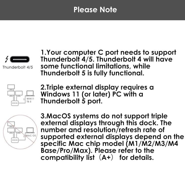 WAVLINK UTD58 12 in 1 120Gbps 140W Thunderbolt 5 Docking Station, US Plug, EU Plug, UK Plug, AU Plug