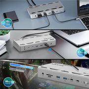 WAVLINK UTD58 12 in 1 120Gbps 140W Thunderbolt 5 Docking Station, US Plug, EU Plug, UK Plug, AU Plug