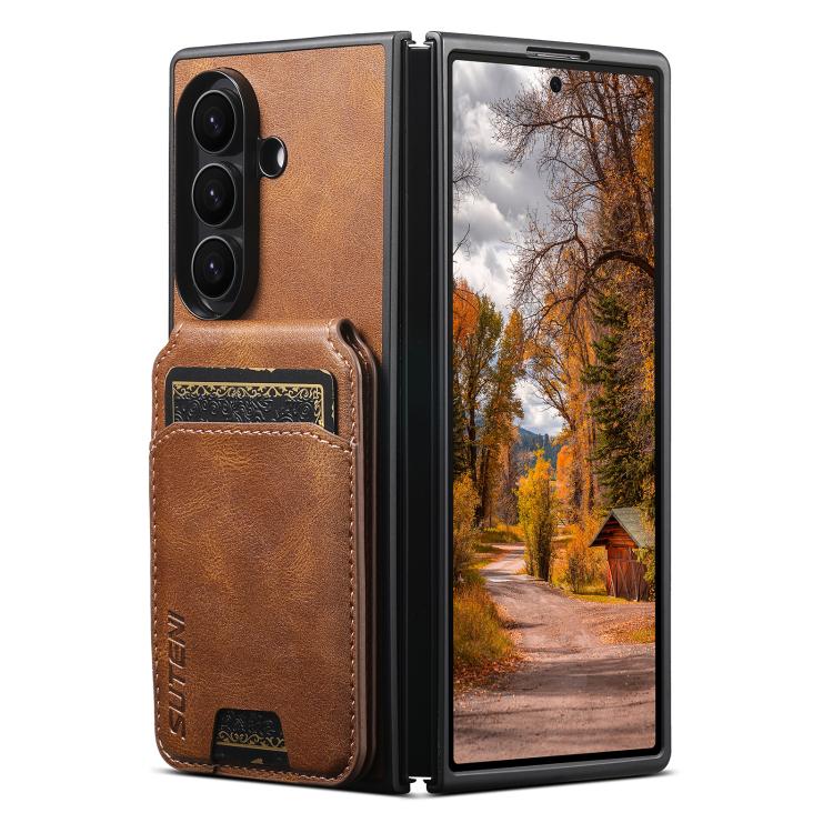 Custodia per telefono Suteni H02 in pelle con portafoglio e supporto., For Galaxy Z Fold8 Ultra, For Galaxy Z Fold7, For Galaxy Z Fold6, For Galaxy Z Fold5