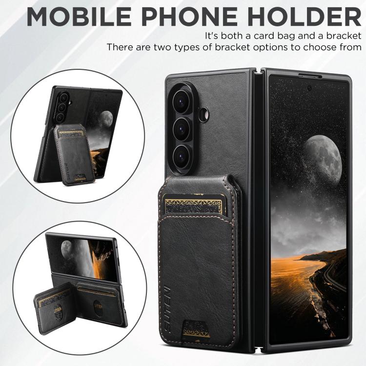 Custodia per telefono Suteni H02 in pelle con portafoglio e supporto., For Galaxy Z Fold8 Ultra, For Galaxy Z Fold7, For Galaxy Z Fold6, For Galaxy Z Fold5