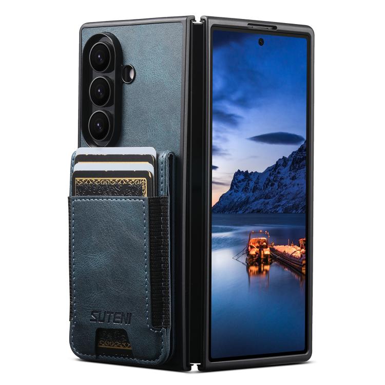 Portafoglio Suteni H03 in pelle cerata con supporto e custodia per telefono, For Galaxy Z Fold8 Ultra 5G, For Galaxy Z Fold7 5G, For Galaxy Z Fold6, For Galaxy Z Fold5