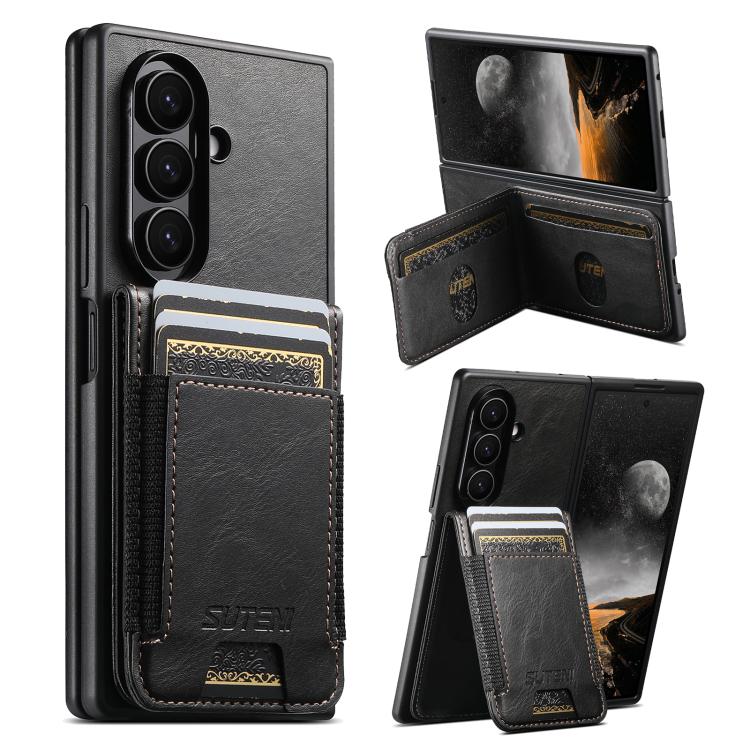 Portafoglio Suteni H03 in pelle cerata con supporto e custodia per telefono, For Galaxy Z Fold8 Ultra 5G, For Galaxy Z Fold7 5G, For Galaxy Z Fold6, For Galaxy Z Fold5
