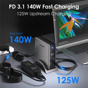 WAVLINK UMD27PRO Support 8K 30Hz 4K 144Hz 140W HUB Docking Station, US Plug, EU Plug, UK Plug, AU Plug