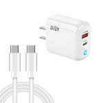 Caricabatterie GaN 45W PD3.0 USB-C + USB-A con cavo Type-C