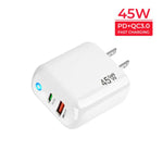 Caricabatterie GaN 45W PD3.0 USB-C + USB-A con cavo Type-C