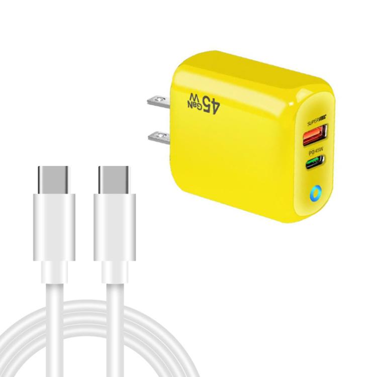 Caricabatterie GaN 45W PD3.0 USB-C + USB-A con cavo Type-C