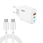 Caricabatterie GaN 45W PD3.0 USB-C + USB-A con cavo Type-C