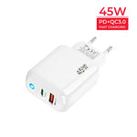 Caricabatterie GaN 45W PD3.0 USB-C + USB-A con cavo Type-C