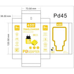 Caricabatterie GaN 45W PD3.0 USB-C + USB-A con cavo Type-C