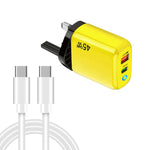 Caricabatterie GaN 45W PD3.0 USB-C + USB-A con cavo Type-C