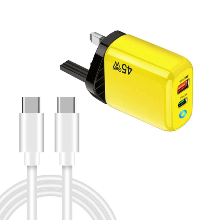 Caricabatterie GaN 45W PD3.0 USB-C + USB-A con cavo Type-C