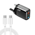 Caricabatterie GaN 45W PD3.0 USB-C + USB-A con cavo Type-C