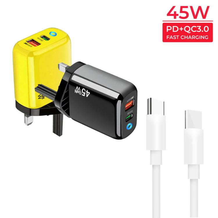 Caricabatterie GaN 45W PD3.0 USB-C + USB-A con cavo Type-C