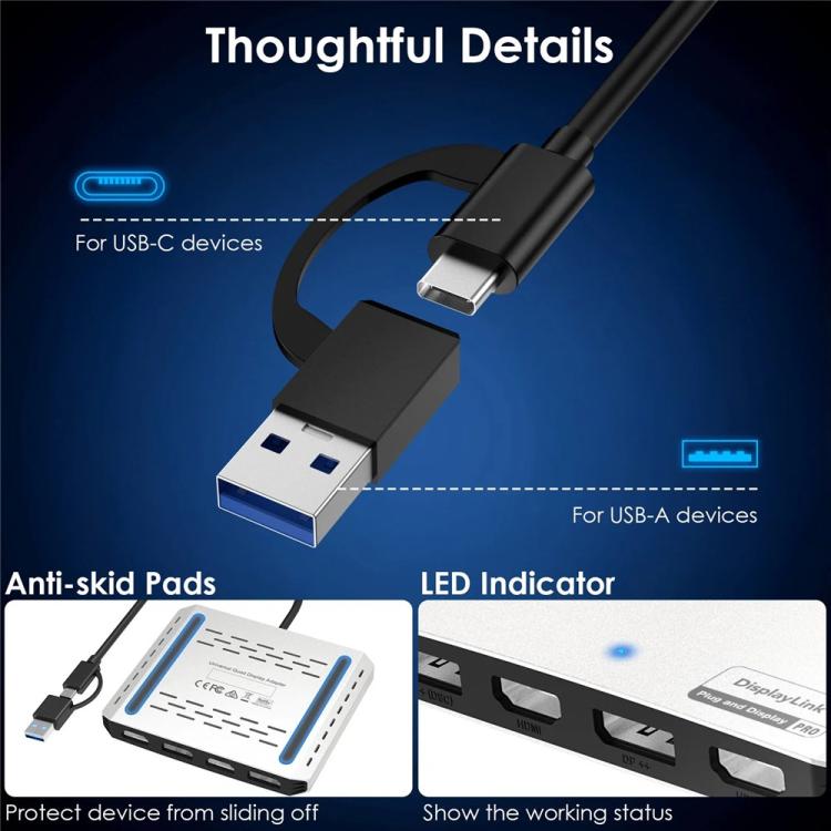 WAVLINK UG7501D 85W Upstream Charging 4 DP Converter 4K / 8K Display Adapter, UG7501D