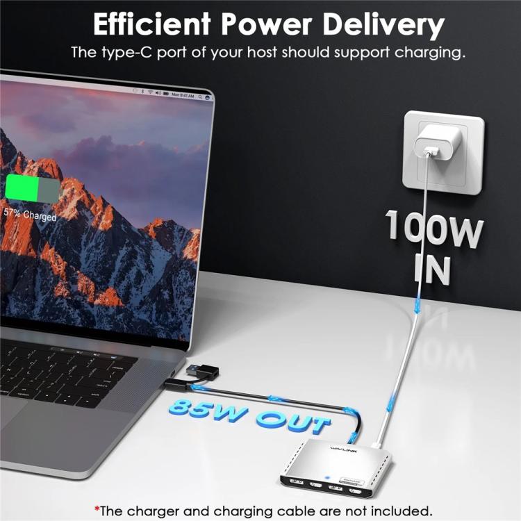 WAVLINK UG7501H 85W Upstream Charging 4 HD Converter 4K Display Adapter, UG7501H