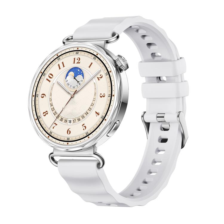 Cinturino in silicone tinta unita con fibbia a molla a sgancio rapido color argento e perno a molla., For Huawei Watch GT 6 41mm