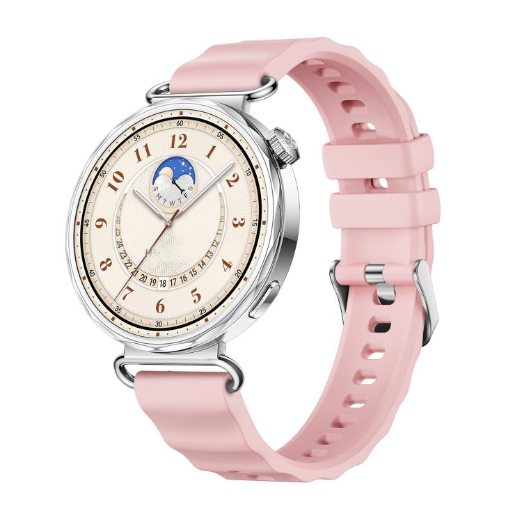 Cinturino in silicone tinta unita con fibbia a molla a sgancio rapido color argento e perno a molla., For Huawei Watch GT 6 41mm
