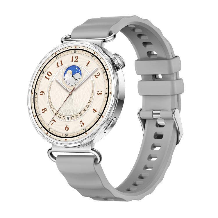 Cinturino in silicone tinta unita con fibbia a molla a sgancio rapido color argento e perno a molla., For Huawei Watch GT 6 41mm