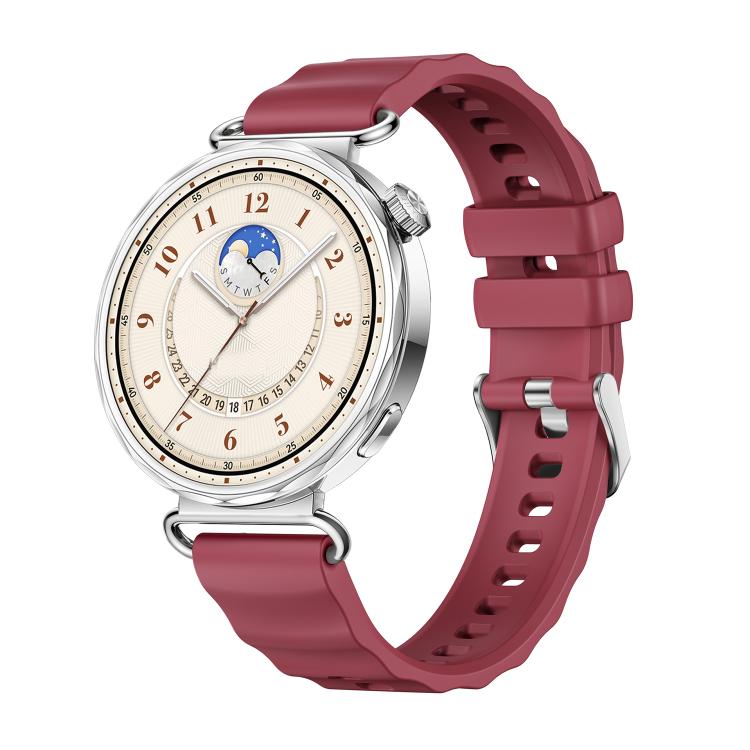 Cinturino in silicone tinta unita con fibbia a molla a sgancio rapido color argento e perno a molla., For Huawei Watch GT 6 41mm