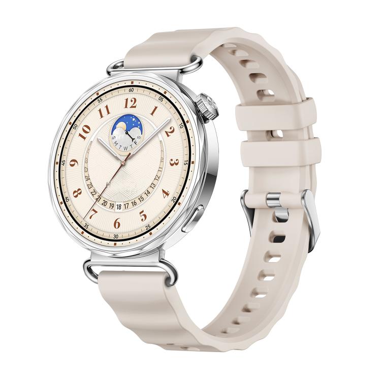 Cinturino in silicone tinta unita con fibbia a molla a sgancio rapido color argento e perno a molla., For Huawei Watch GT 6 41mm