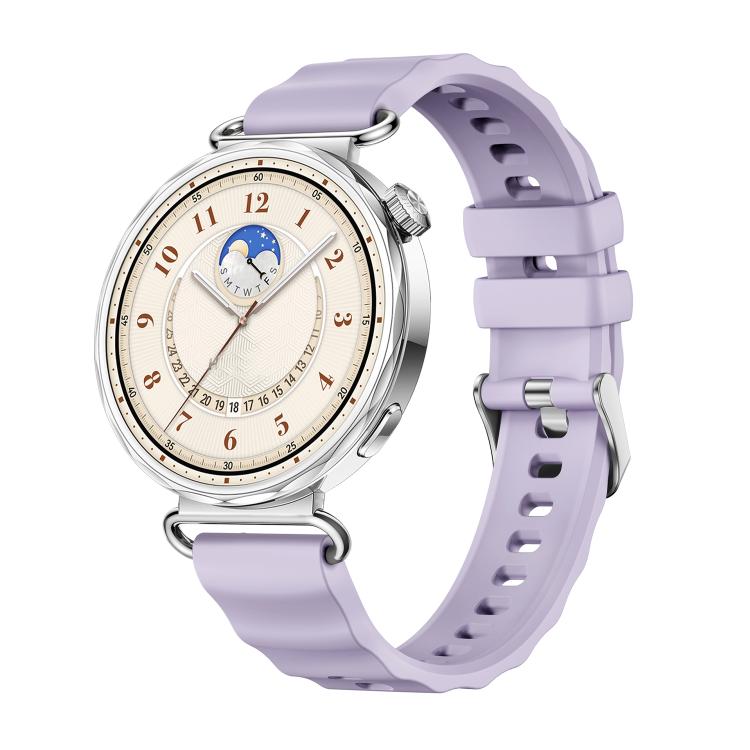 Cinturino in silicone tinta unita con fibbia a molla a sgancio rapido color argento e perno a molla., For Huawei Watch GT 6 41mm